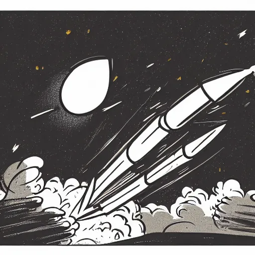 Image similar to a rocket taking off, comic illustration, dramatic lighting