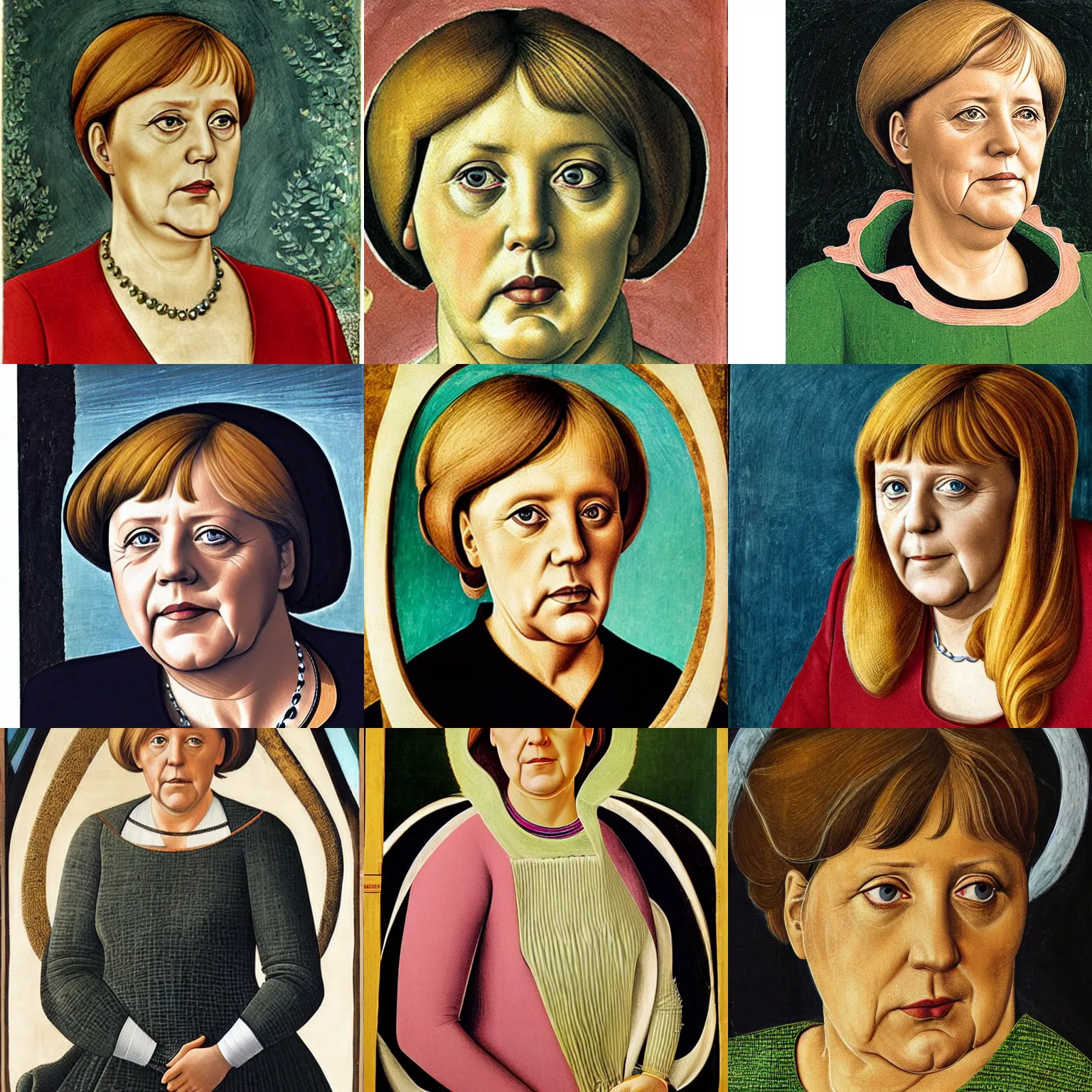 Prompt: portrait of angela merkel, by sandro botticelli