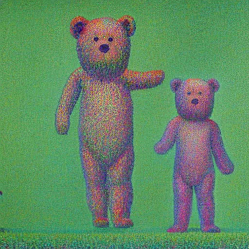 Image similar to a teddy bear production of die walkure, from the terrifying and incomprehensible beyond, body horror, by david hockney, seurat