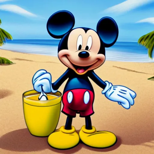 Mickey on the beach Painting by LOIC ZGS