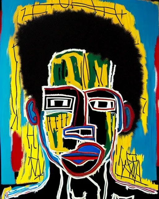 Image similar to A extremely highly detailed majestic hi-res beautiful immaculate head and shoulders award winning painting masterpiece of the face of a strong black african man by Jean-Michel Basquiat, 8k, high textures, hyper sharp, insanely detailed and intricate, super detailed, 8k HDR high quality