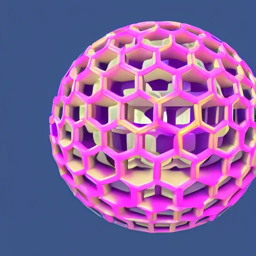 Image similar to hexacedron in the sphere, 3 d, cgi, pinkshift rader, pink elements, wallpaper style
