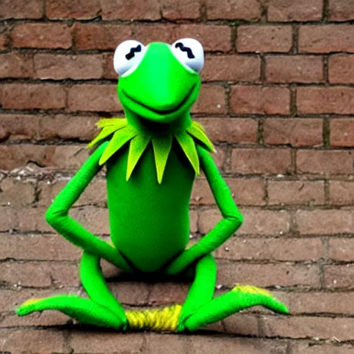 Prompt: Kermit the frog as a human