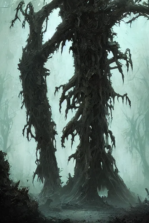 Prompt: tall bone tree of bones eerie by greg rutkowski ultrahd