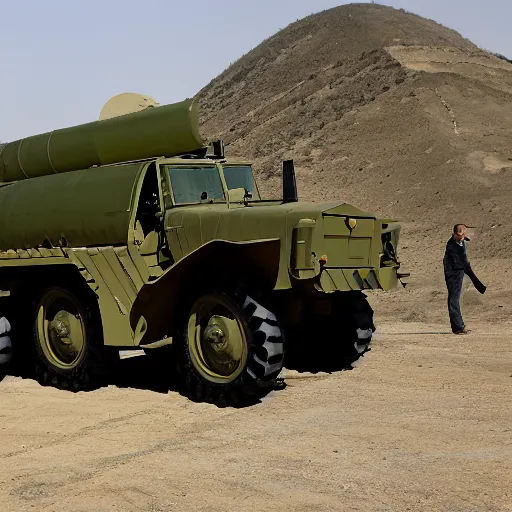 Image similar to armored tractor mounted with AGM-88 missiles