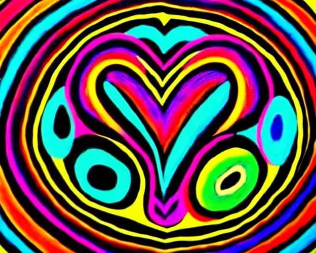 Prompt: chalk art, heart made with circles and lines, vivid colors, highly detailed, simple, no jagged lines, smooth, artstation, artwork by obey