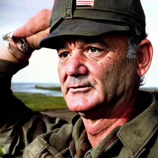 Prompt: Bill Murray starring in saving private Ryan