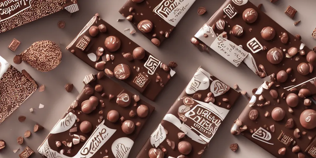 Image similar to a packaging design for a chocolate bar, octane render, ultra realistic