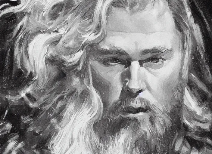 Image similar to a highly detailed beautiful portrait of thor, by gregory manchess, james gurney, james jean