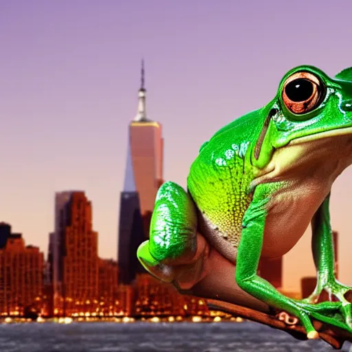 Image similar to giant frog attacking new york city