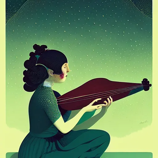 Prompt: british lute player playing the lute, victo ngai, kilian eng, lois van baarle, flat