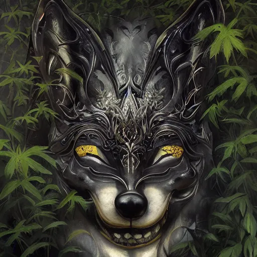 an ornate wolf mask made of brushed titanium, detailed | Stable Diffusion