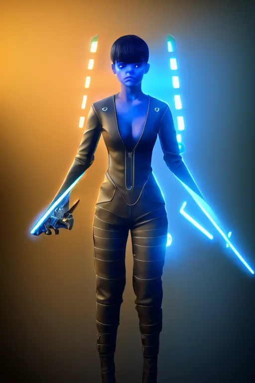 Prompt: high quality 3 d render sci - fi metaverse avatar! hybrid fighting, highly detailed, unreal engine cinematic smooth, in the style of detective pikachu & blade runner, hannah yata charlie immer, dark blue neon light, low angle, uhd 8 k, sharp focus