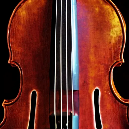 Prompt: a steampunk cello, closeup shot,