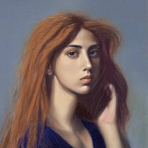 Prompt: a detailed side view portrait oil painting of a very young italian woman resembling scarlett johansson and ana de armas, by sandro boticelli, in the style of boticelli's young woman in mythological guise