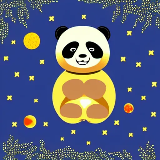 Image similar to golden skinned panda giving birth to the universe!