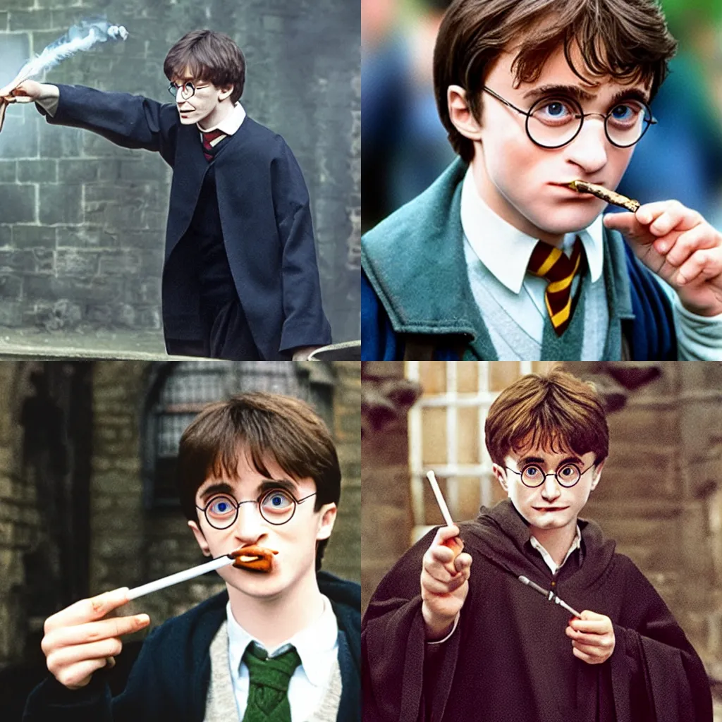 Prompt: harry potter smoking a joint