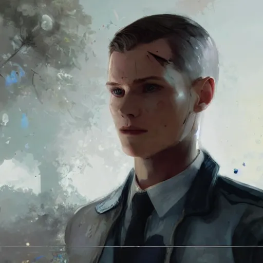 Prompt: connor from detroit become human being killed by greg rutkowski