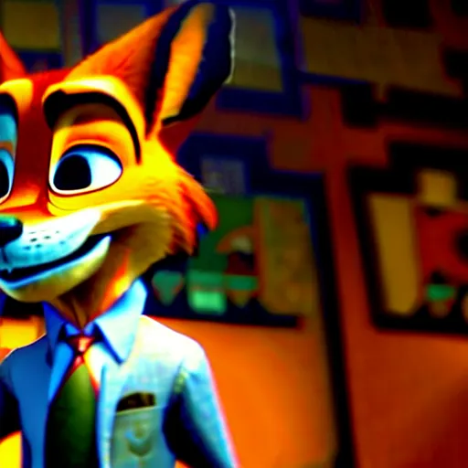 Image similar to nick wilde as max payne 3 set in gritty neo - noir zootopia