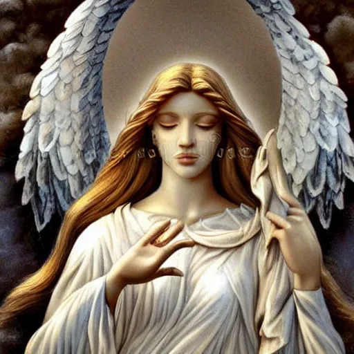 Prompt: mystic angel, femal, beautiful, heavenly, high detail, attractive,