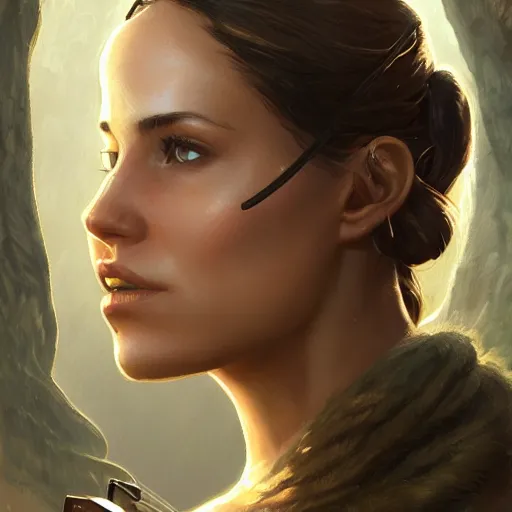 Prompt: Lara croft with a sweater and glossy skin, temple backround, nature, digital painting, artstation, concept art, soft light, hdri, smooth, sharp focus, illustration, fantasy, intricate, elegant, highly detailed, D&D, matte painting, in the style of Greg Rutkowski and Alphonse Mucha and artemisia, 8k,