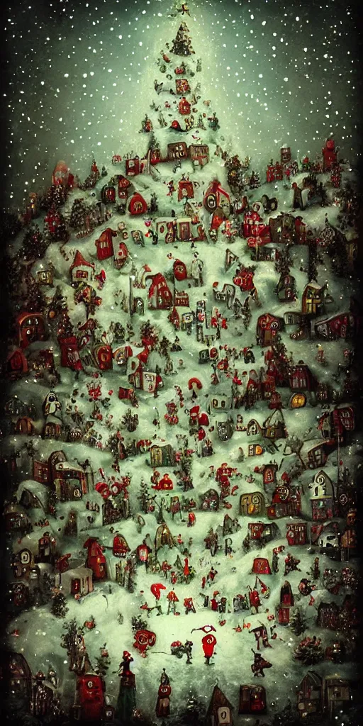 Prompt: a christmas scene by alexander jansson and where's waldo