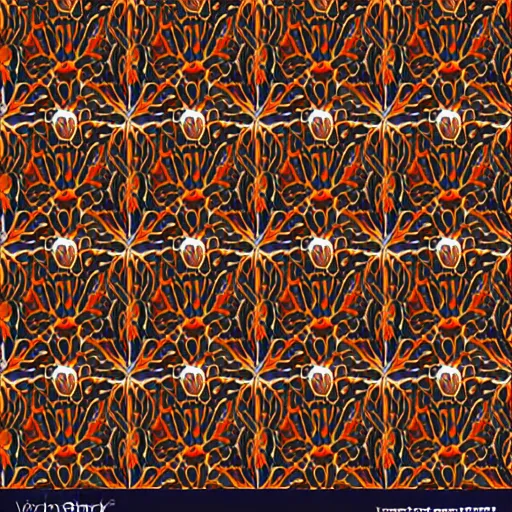 Prompt: bright orange tile vector pattern