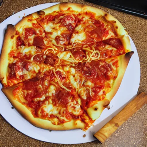 Prompt: spaghetti pommes pizza