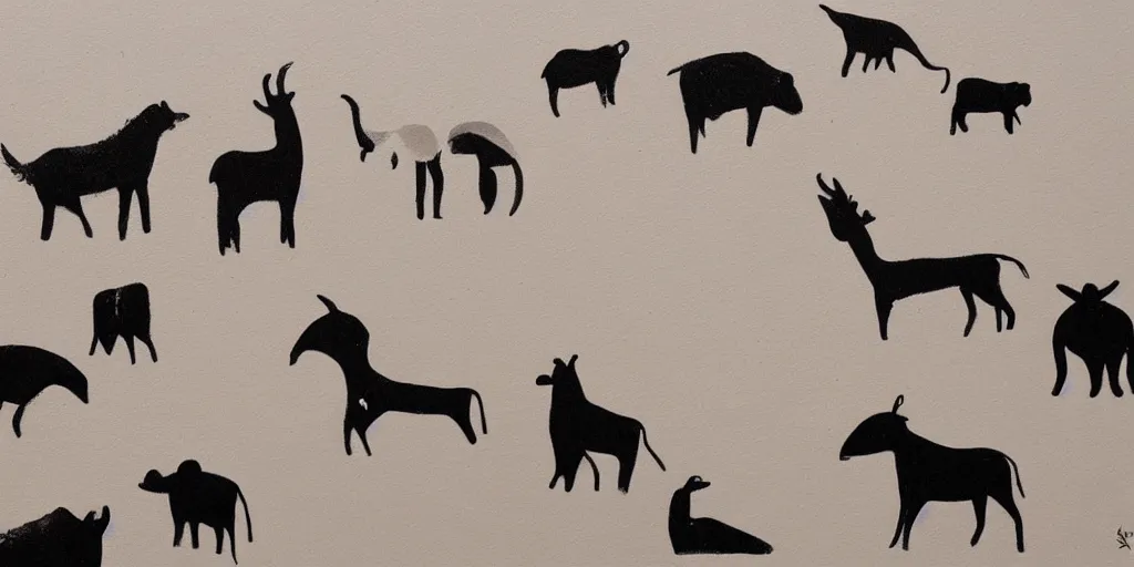 Image similar to detailed minimalistic painting of all the animals in the world