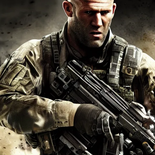 Prompt: Jason Statham in call of duty 4K detail