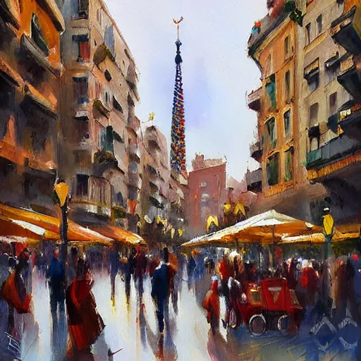 Prompt: painting Barcelona by style Antoine Blanchard