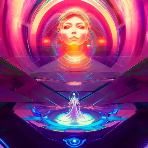 Image similar to a netrunner vortex, vaporwave aesthetic, colorful, psychedelic, digital painting, artstation, concept art, smooth, sharp focus, illustration, art by artgerm and greg rutkowski and alphonse mucha