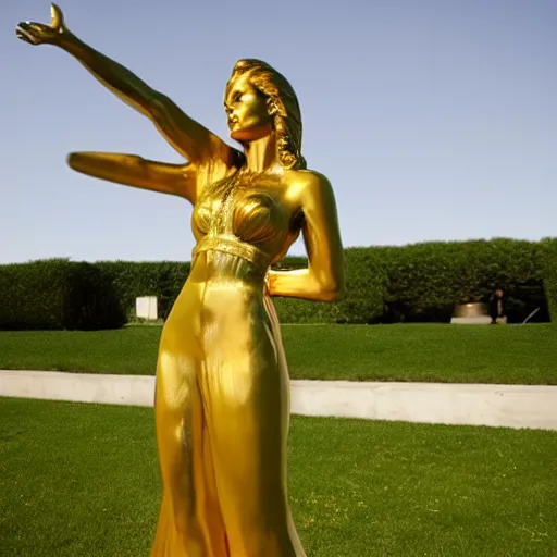 Image similar to golden statue of lana del rey