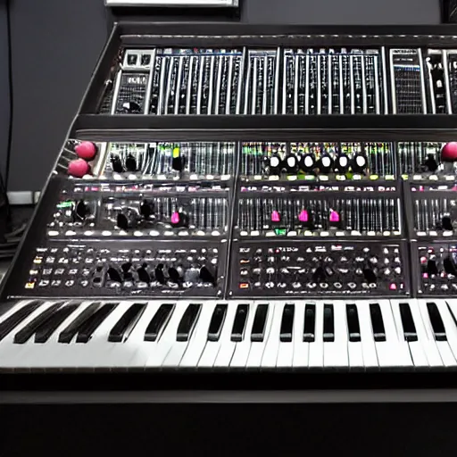 Image similar to moog system 100 modular synth covered in tentacles