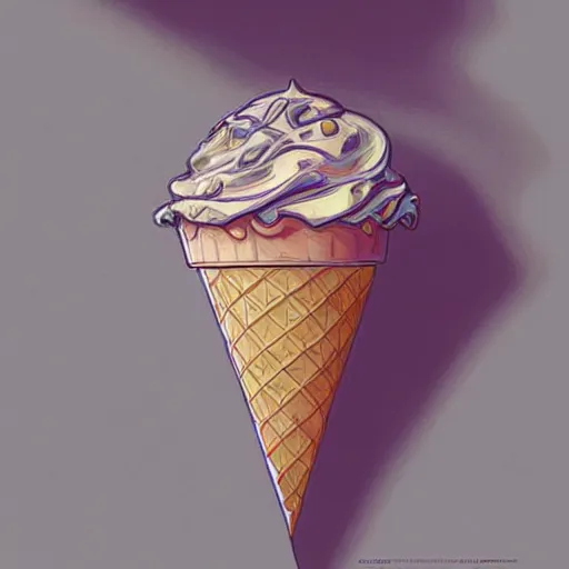 Prompt: Stylised and coloured Lineart of an icecream cone with three scoops of icecream stacked on top, highly detailed, digital pencil painting, artstation, concept art, crisp, sharp focus, illustration, art by artgerm and greg rutkowski and alphonse mucha