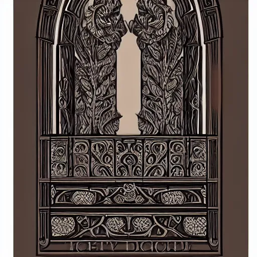 Prompt: highly detailed decorative engraving of acanthus plant, classical ornamental door emblem