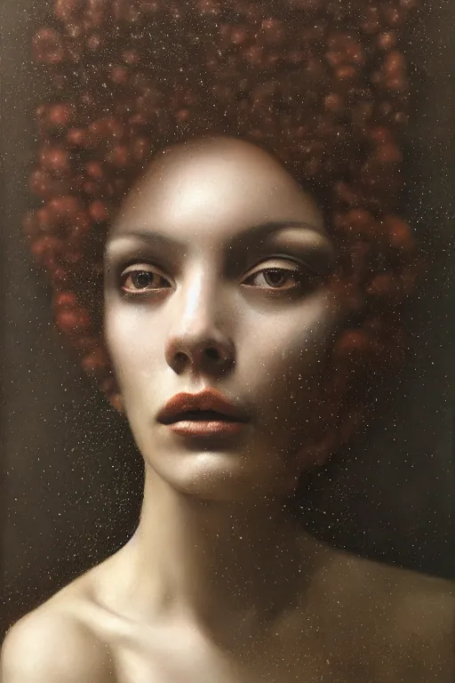 Prompt: a ultradetailed beautiful panting of a young woman, by saturno butto, agostino arrivabene, mordecai ardon and chuck close trending on artstation