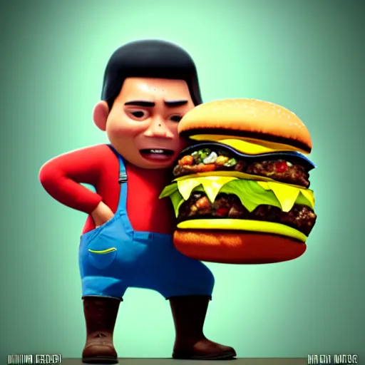 Prompt: an epic chibi comic book style portrait painting of che guivera as a cheeseburger, character design by mark ryden and pixar and hayao miyazaki, unreal 5, daz, hyperrealistic, octane render, cosplay, dynamic lighting, intricate detail, harvest fall vibrancy, cinematic