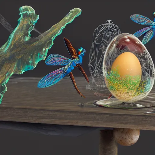 Prompt: surreal gouache painting, by yoshitaka amano, by ruan jia, by Conrad roset, by good smile company, detailed anime 3d render of big transparent resin stone in the center of the screen with a magical dragonfly inside. dragonfly inside an egg, egg on the mixer, Surrounded by a big DJ Mixer, Controller deck, portrait, cgsociety, artstation, rococo mechanical and Digital and electronic, dieselpunk atmosphere