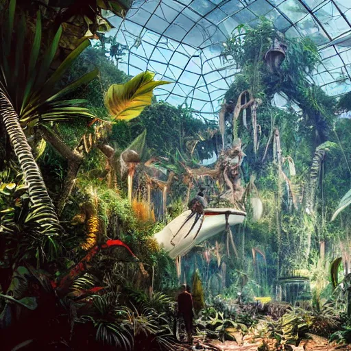 Image similar to epic, ultra detailed, hyper - real alien jungle by greg rutkowski and salvador dali inside salvador dali biodome