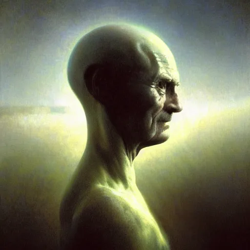 Image similar to hyperrealist portrait of a computer simulation of the earth used by aliens by beksinski and jeremy mann and alphonse mucha and stan lee, fantasy art, photo realistic, dynamic lighting, artstation, poster, volumetric lighting, very detailed faces, award winning, full face, symmetry