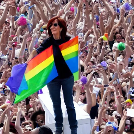 Prompt: Cristina Kirchner waving a pride flag, —n 9