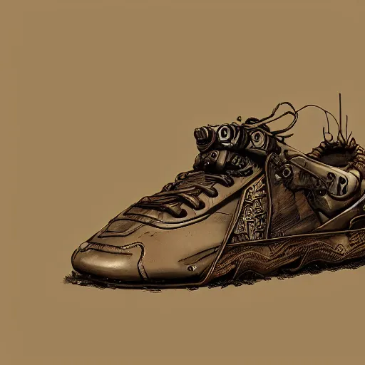 Image similar to sneaker, steampunk, sculpture, concept art, smooth, sharp focus, illustration, raytracing