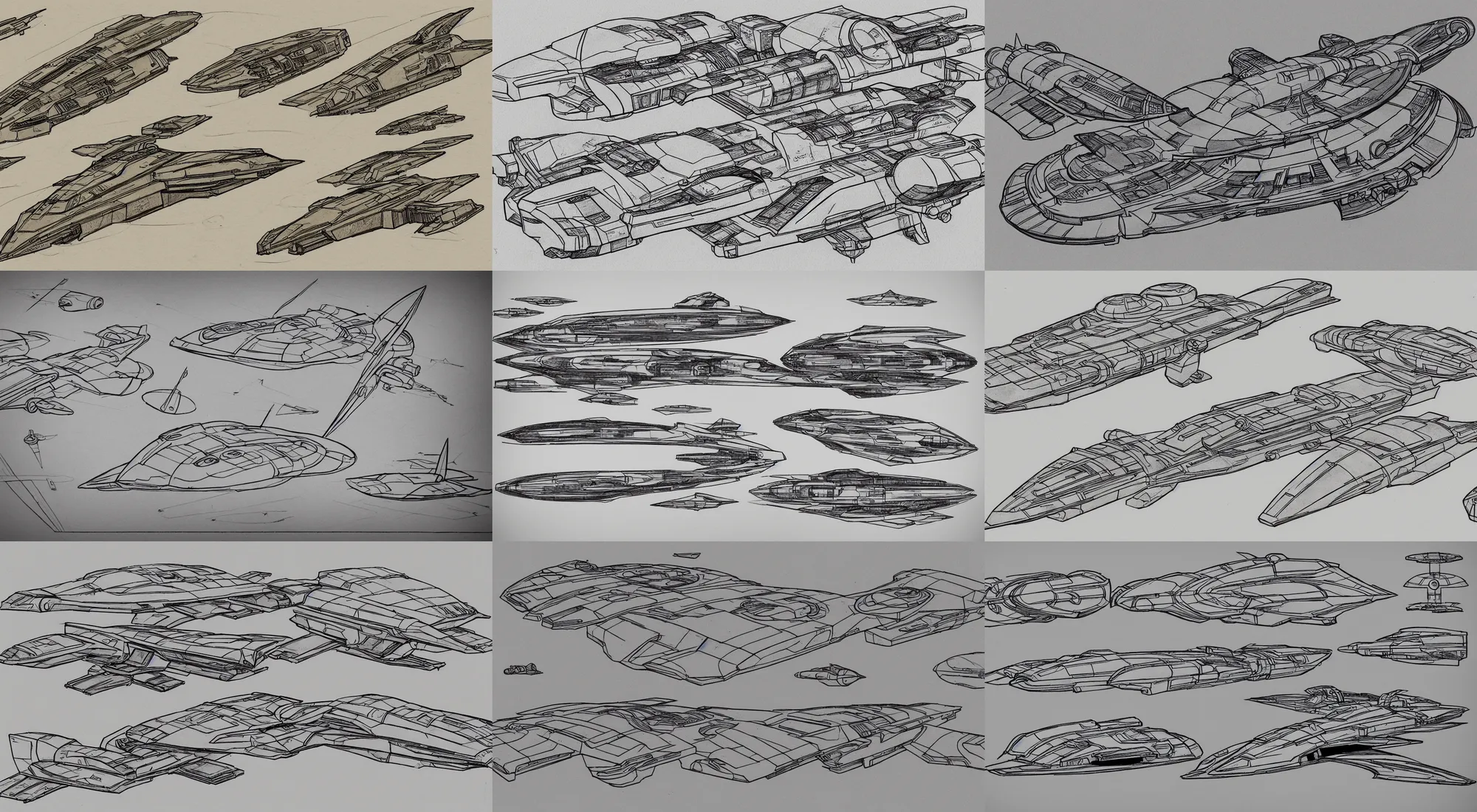 Prompt: art deco spaceship sketches