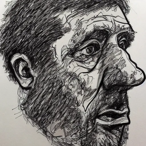 Image similar to a realistic yet scraggly portrait sketch of the side profile of a stern and sophisticated patrick star, trending on artstation, intricate details, in the style of frank auerbach, in the style of sergio aragones, in the style of martin ansin, in the style of david aja, in the style of mattias adolfsson