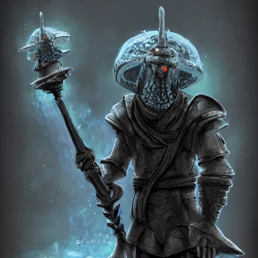 Image similar to squidward as a dark souls boss by David Park