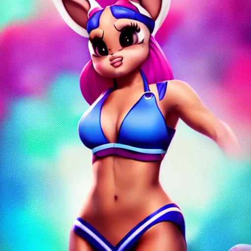 Image similar to ariana grande cosplaying as lola bunny, fun, happy, by artgerm, deviantart