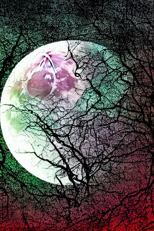 Prompt: close up portrait of the full big moon in a forest, colorful vector graphic, .eps, .ai, Adobe Illustrator, clear lines and clear shapes, intricate, 8k highly professionally detailed, HDR, CGsociety