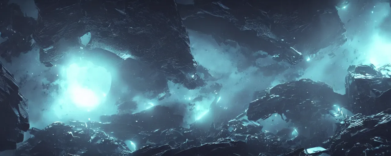 Image similar to a dark epic swirling galaxy, dark scifi, unreal engine, octane render, volumetric lighting