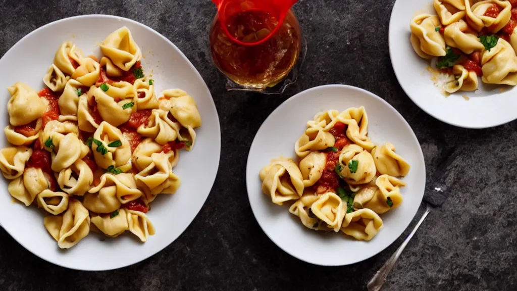 Image similar to gempunk crippling plate of tortellini